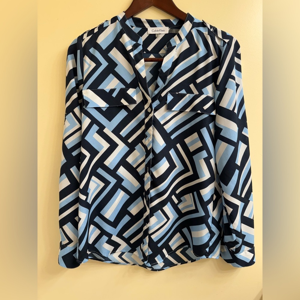 Calvin Klein Women's Geometric Blue Top